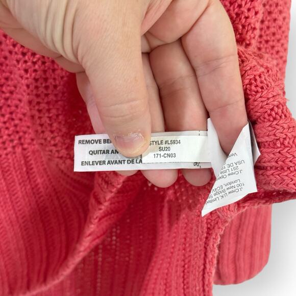 J.Crew Beach Linen Crewneck Open Knit Pullover Sweater Cover Up Pink Size M - Picture 5 of 8